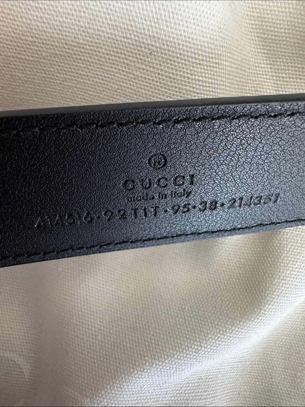 NWT Gucci Black GG Canvas Belt with Gunmetal Double G Buckle Sz 95